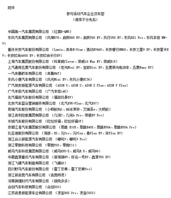26家车企参与2022新能源汽车下乡