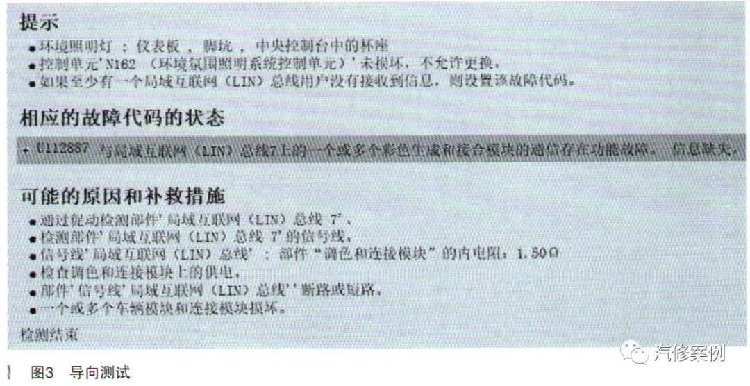 汽修案例：奔驰E300轿车氛围灯不亮检修