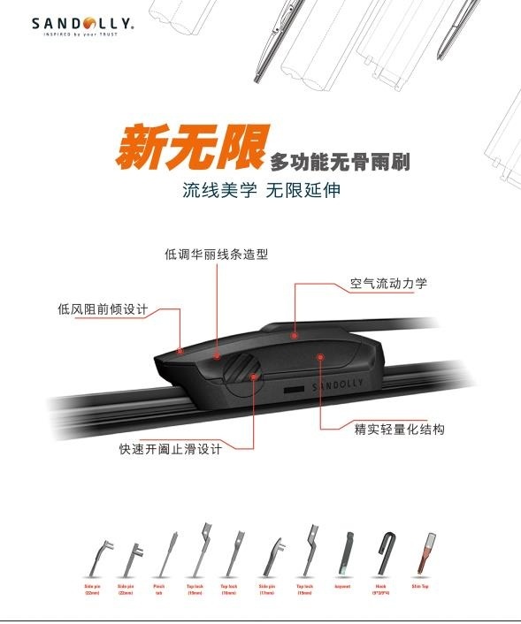山多力新无限多功能无骨雨刷F018