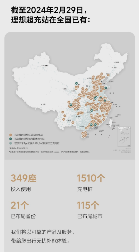 理想汽车：2月建设17座超级充电站