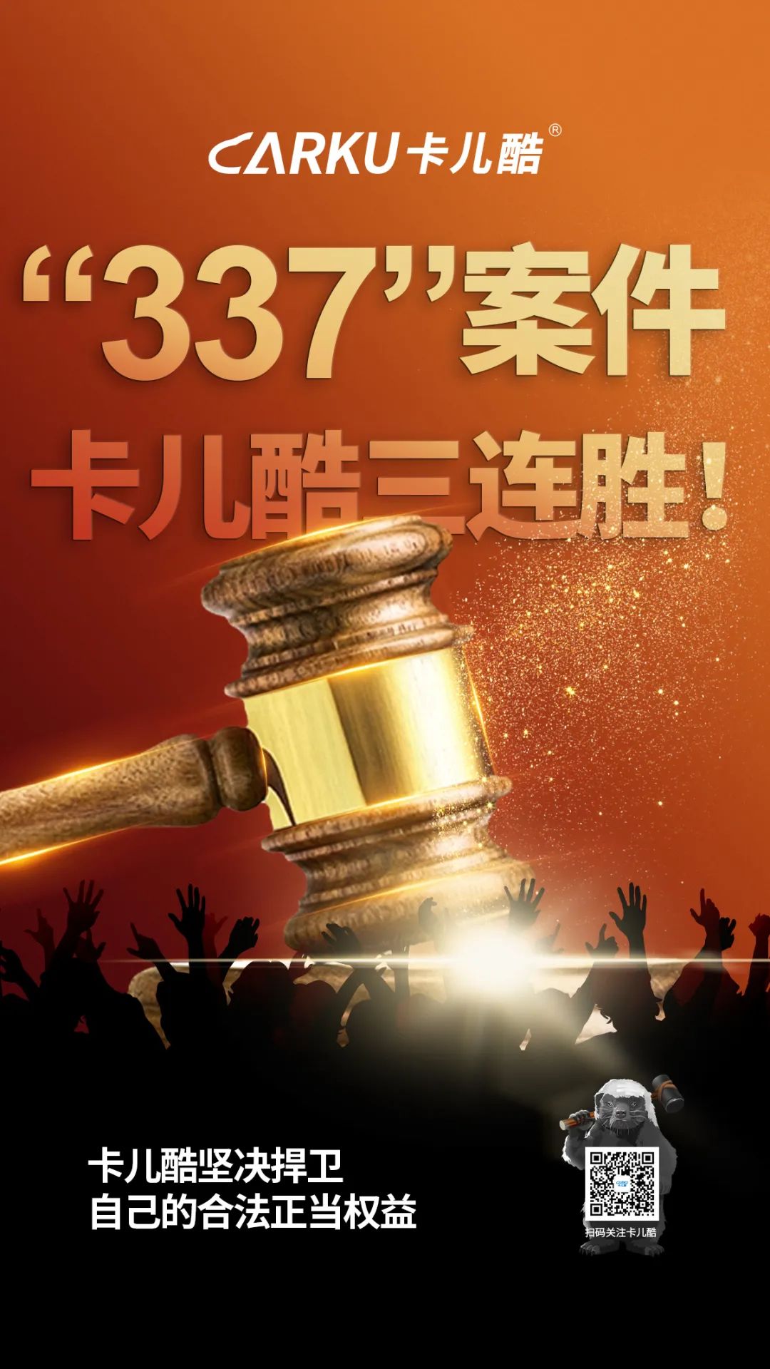 捷报！卡儿酷337调查案件三连胜！