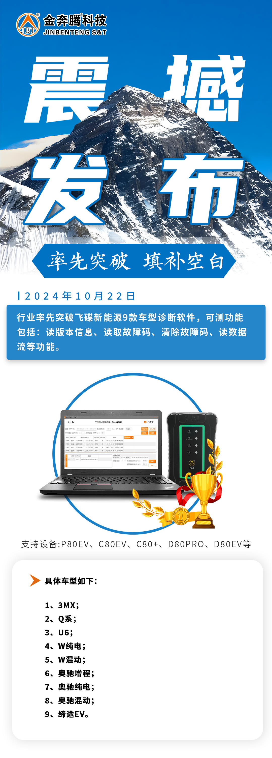 震撼发布——行业率先突破飞碟新能源9款车型诊断软件