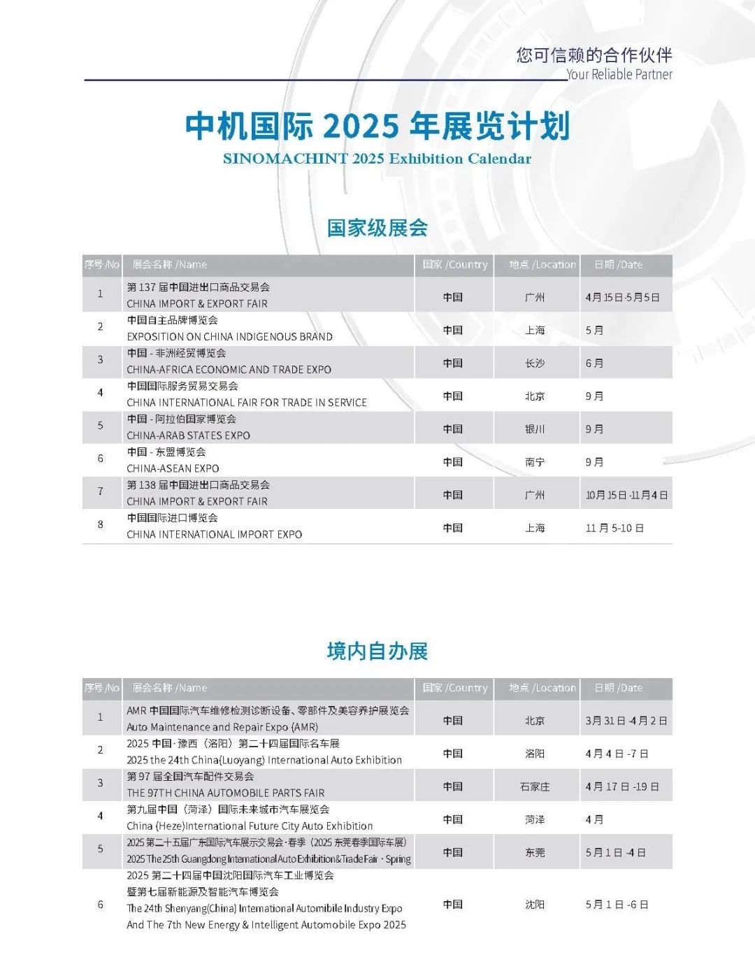 中机国际2025年展览计划发布！