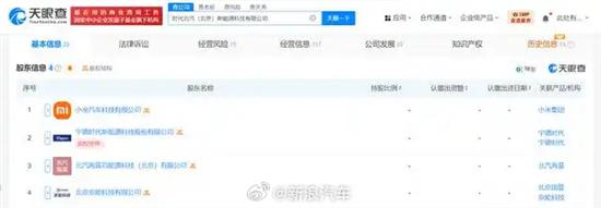 宁德北汽小米合资公司更名为时代北汽