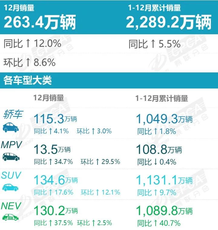 2024年12月乘用车销量排行榜