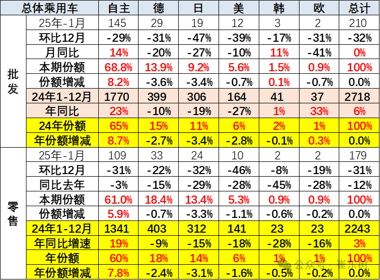 2025年1月份全国乘用车市场运行特征分析
